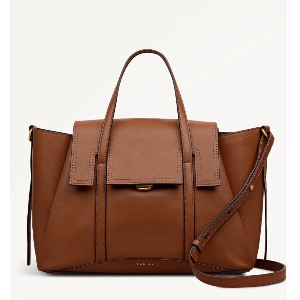 Radley London Chancery Medium Flapover Satchel in Cognac Leather